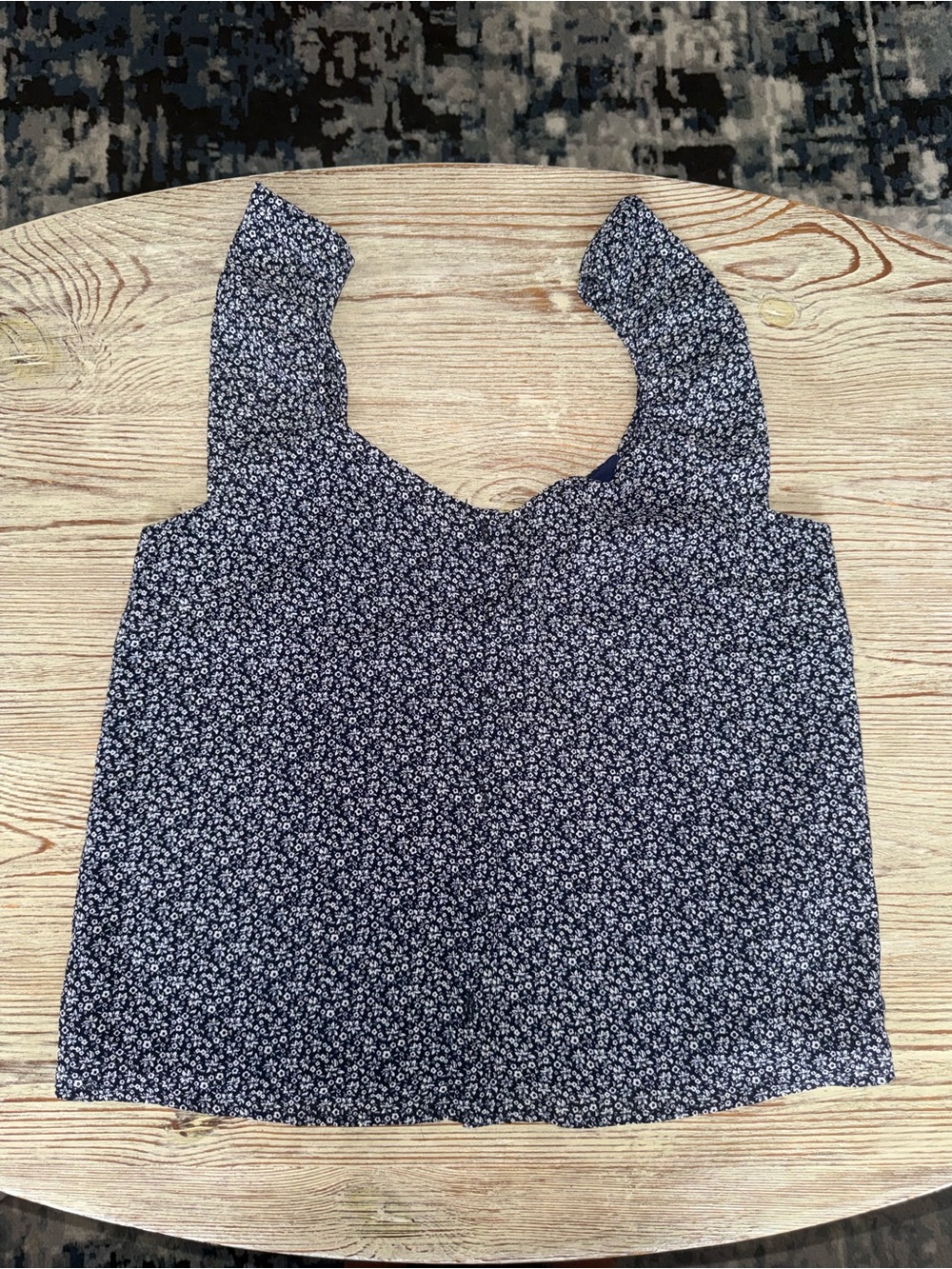 NWT J. Crew Navy Blue Floral Button Up Square Neck Tank Size 2